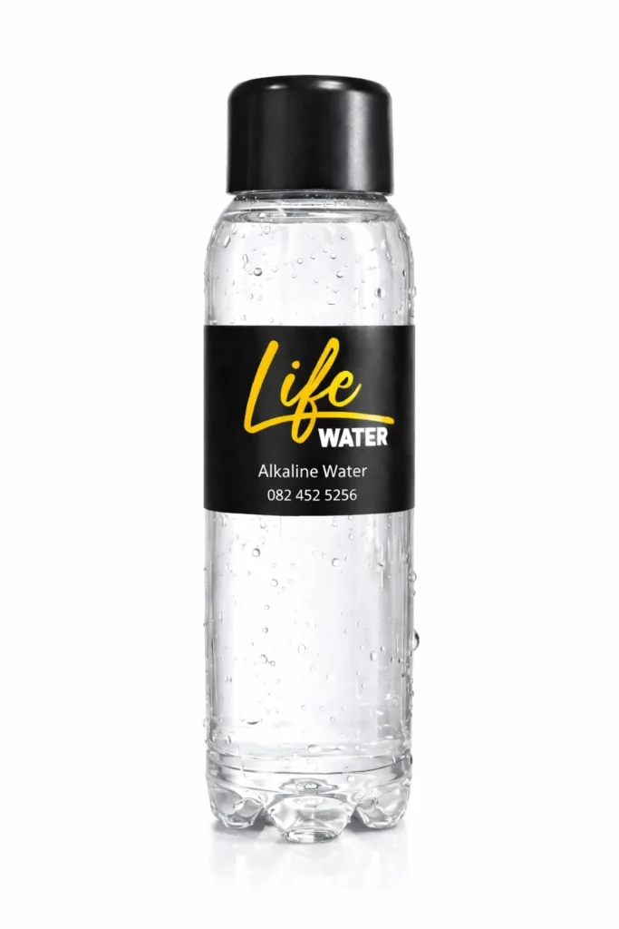 500ml alkaline bottled water Life Water clear plastic bottle black label