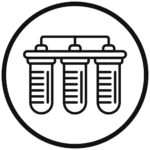 Water filtration system icon showing purification process for clean drinking water