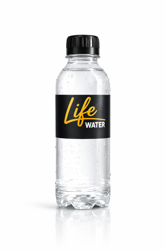 330ml Life Water bottled water with black label and cap