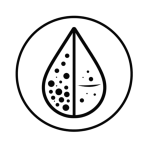 Reverse osmosis icon showing separation of clean and contaminated water