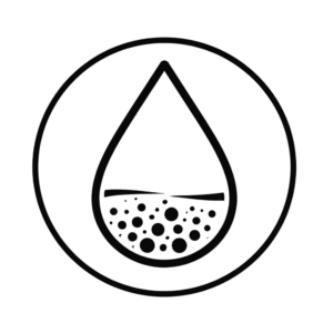 Sediment filtration icon showing particles being removed from water